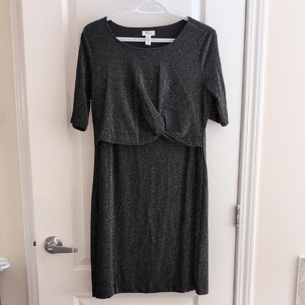 Thyme Maternity Black Sparkle Midi Dress
